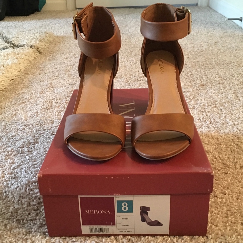 Merona Noemi Cognac Block Heel Sandal