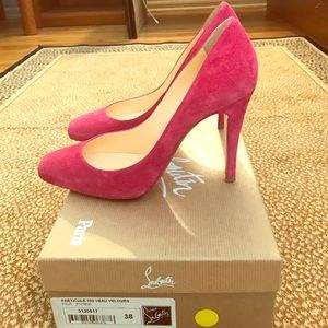 Hot pink suede Christian Louboutin Size 7.5 heels