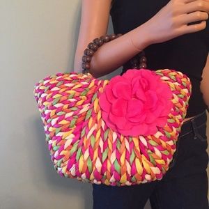 NEW 35CM MULTICOLOR FASHIONABLE STRAW HANDBAG