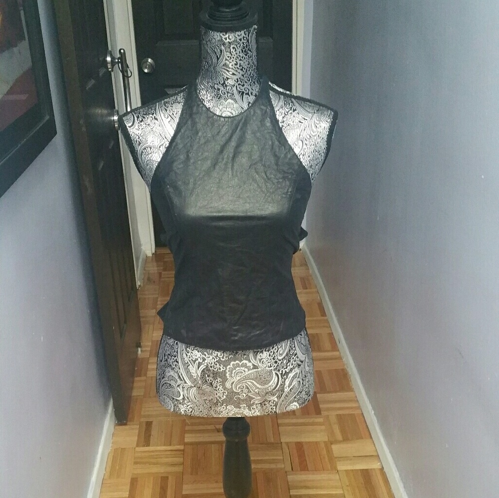 Sexy Genuine Leather Backless Top