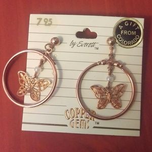 True vintage earrings- copper/ rose gold butterfly True vintage earrings- copper/ rose gold butterfly