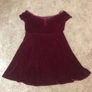 Forever 21+ Off the shoulder velvet burgundy dress