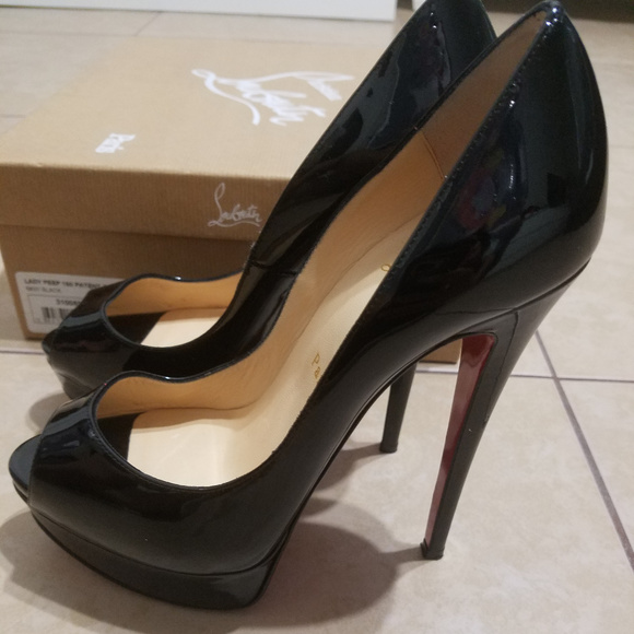 Christian Louboutin Black Lady Peep Platform - Picture 1 of 5