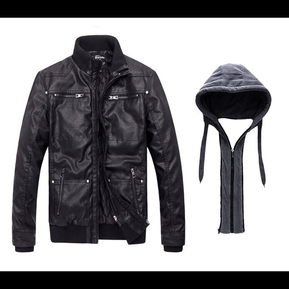 Brand New Men’s leather jacket / removable hoodie
