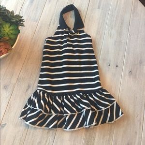 Black and white striped polo halter dress