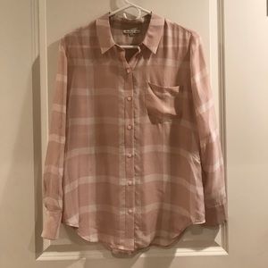 Madewell Silk Pink Plaid Top Size Small