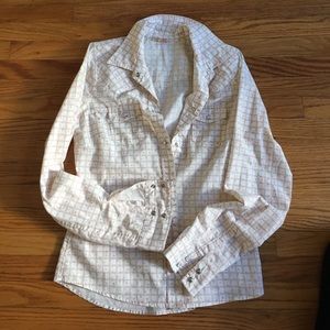 Pink & White Western Style Long Sleeve Button Down