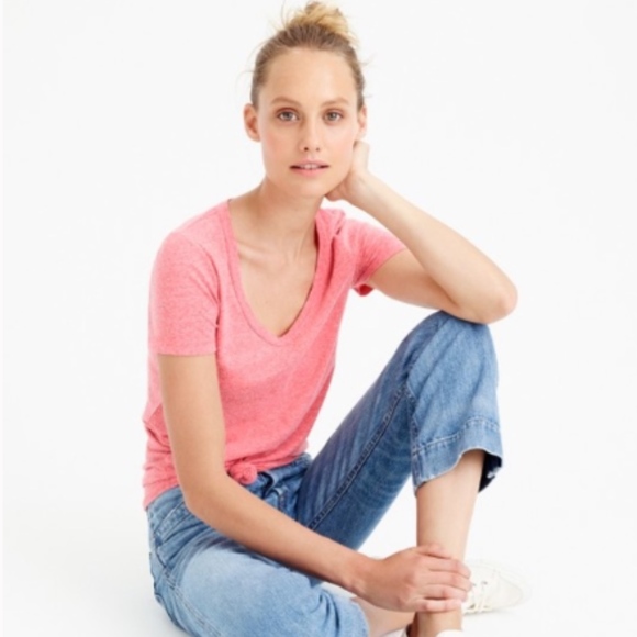 SOLD J Crew Speckled Cotton Scoop Neck T-Shirt - Picture 1 of 3