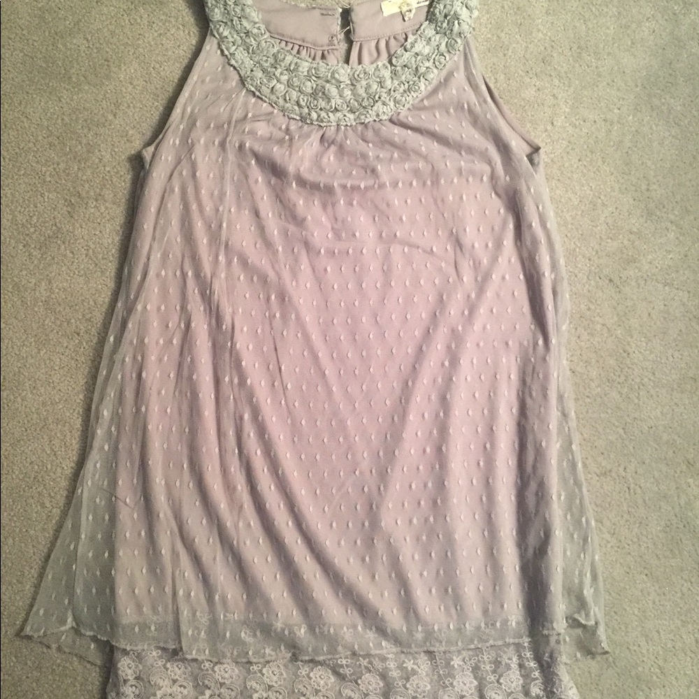 Silver Grey knit with netting overlay dress