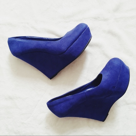 Brash Shoes - Brash Blue Suede Wedges Platforms