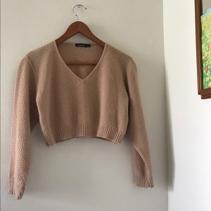 Boohoo Waffleknit Cropped Sweater