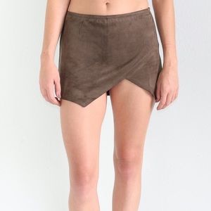Olive suede skort