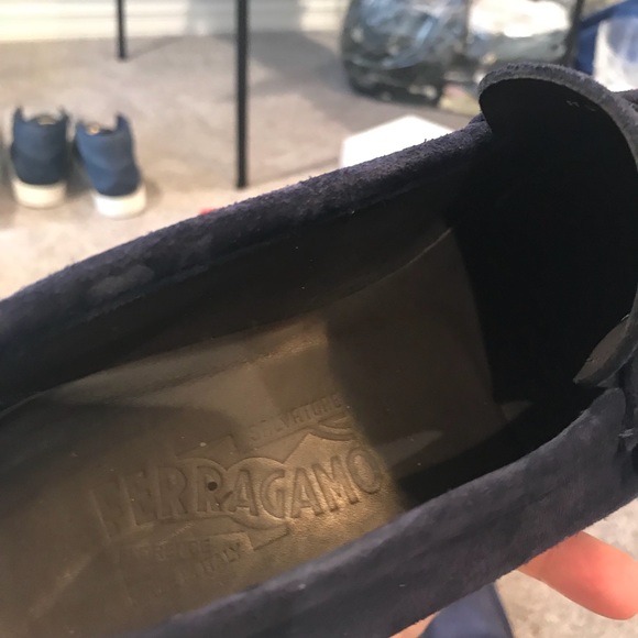 Salvatore Ferragamo Men’s Navy blue suede loafers