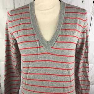 J Crew Women's Striped Orange and Gray Sweater S