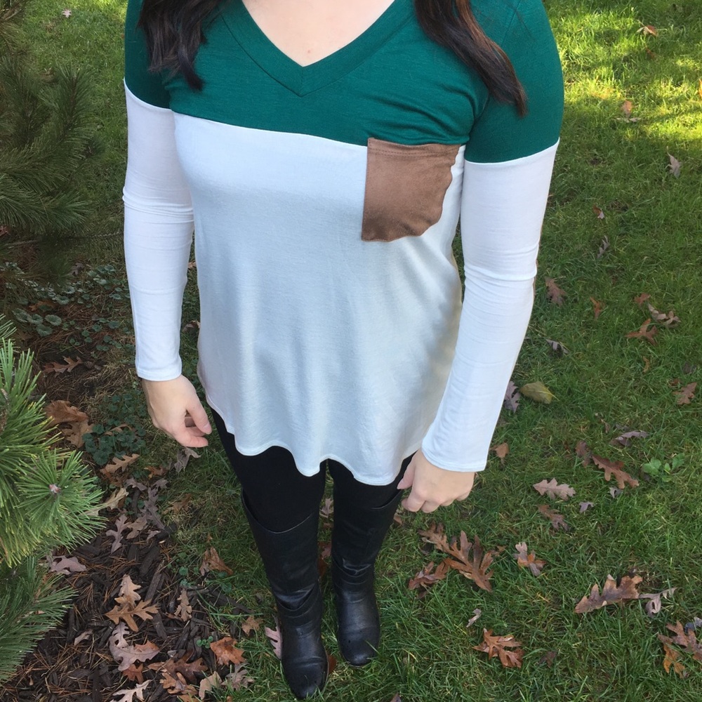 Long sleeve color block with elbow patches
