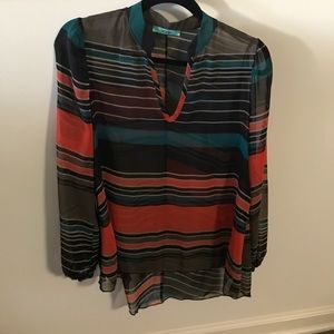 Striped chiffon shirt.