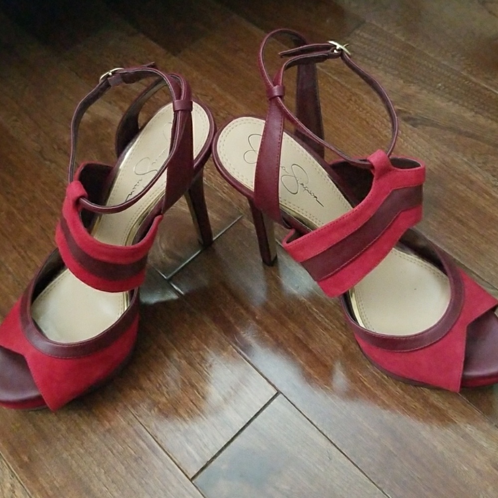 sexy retro red strappy platforms