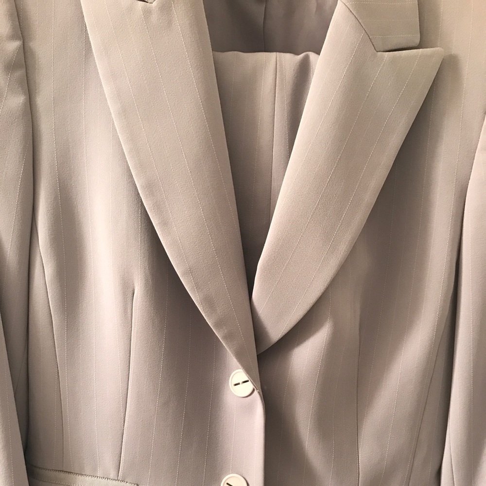 Tahiti grey and white pinstriped suit