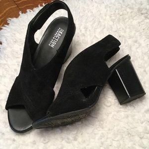 Black suede sandals