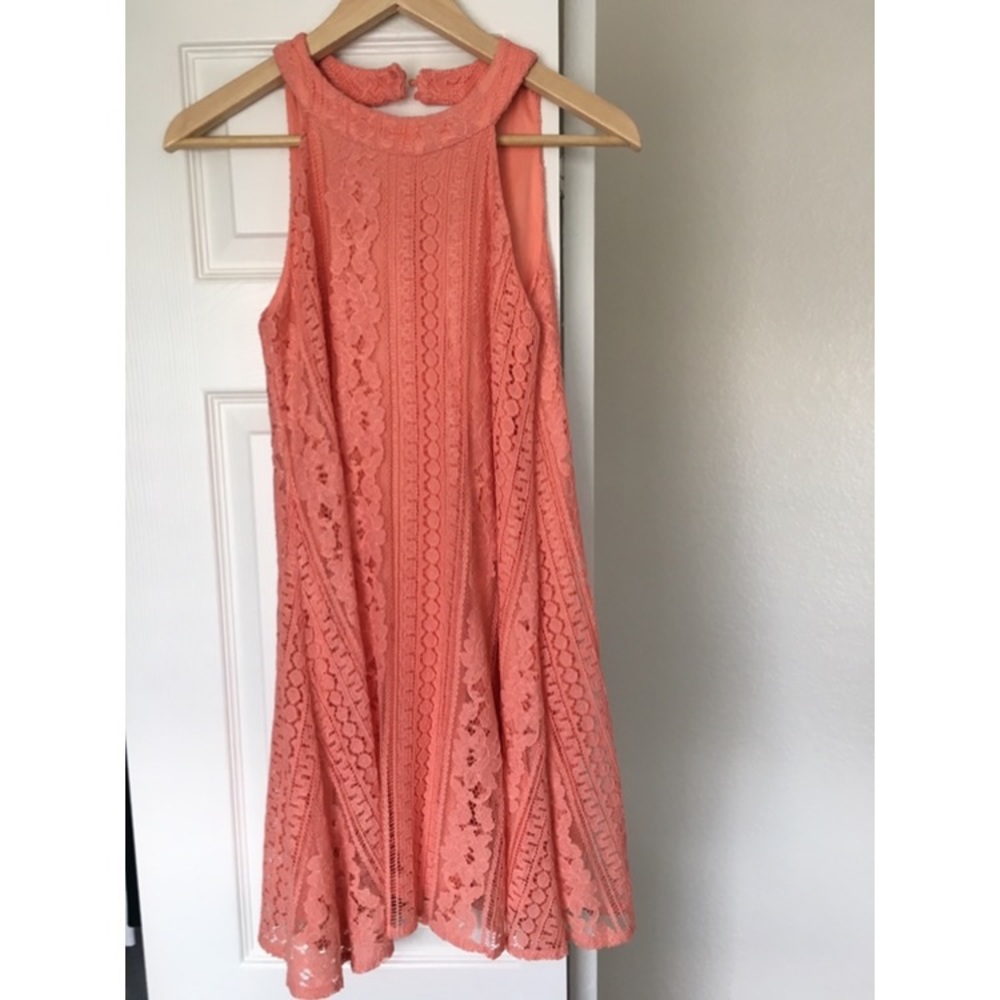 Vintage Style Pink Lace Short Dress