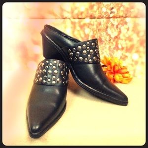 Harley-Davidson Studded Black Leather Slip Heels