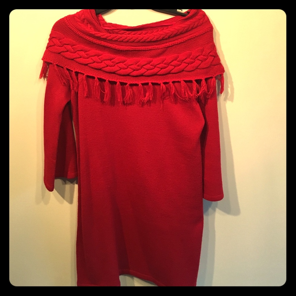 Red sweater dress
