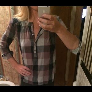 LOFT purple plaid Shirt