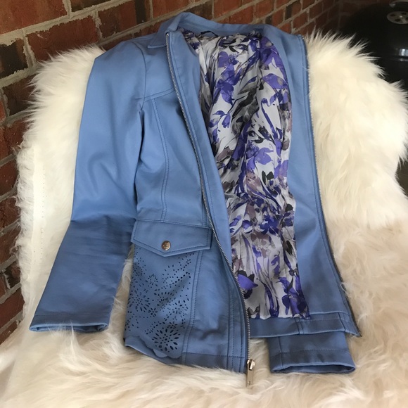 Dennis Basso XXS Periwinkle scallop lace Jacket - Picture 5 of 7