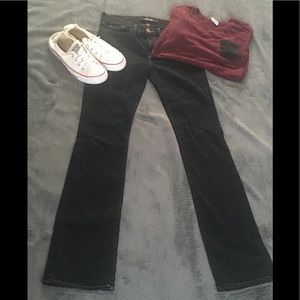 J Brand Brooke slim dark wash bootcut jeans.