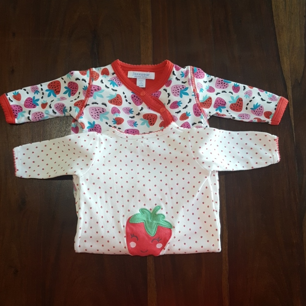 Sale!  Berry Cute Strawberry Onesies, Set of 2