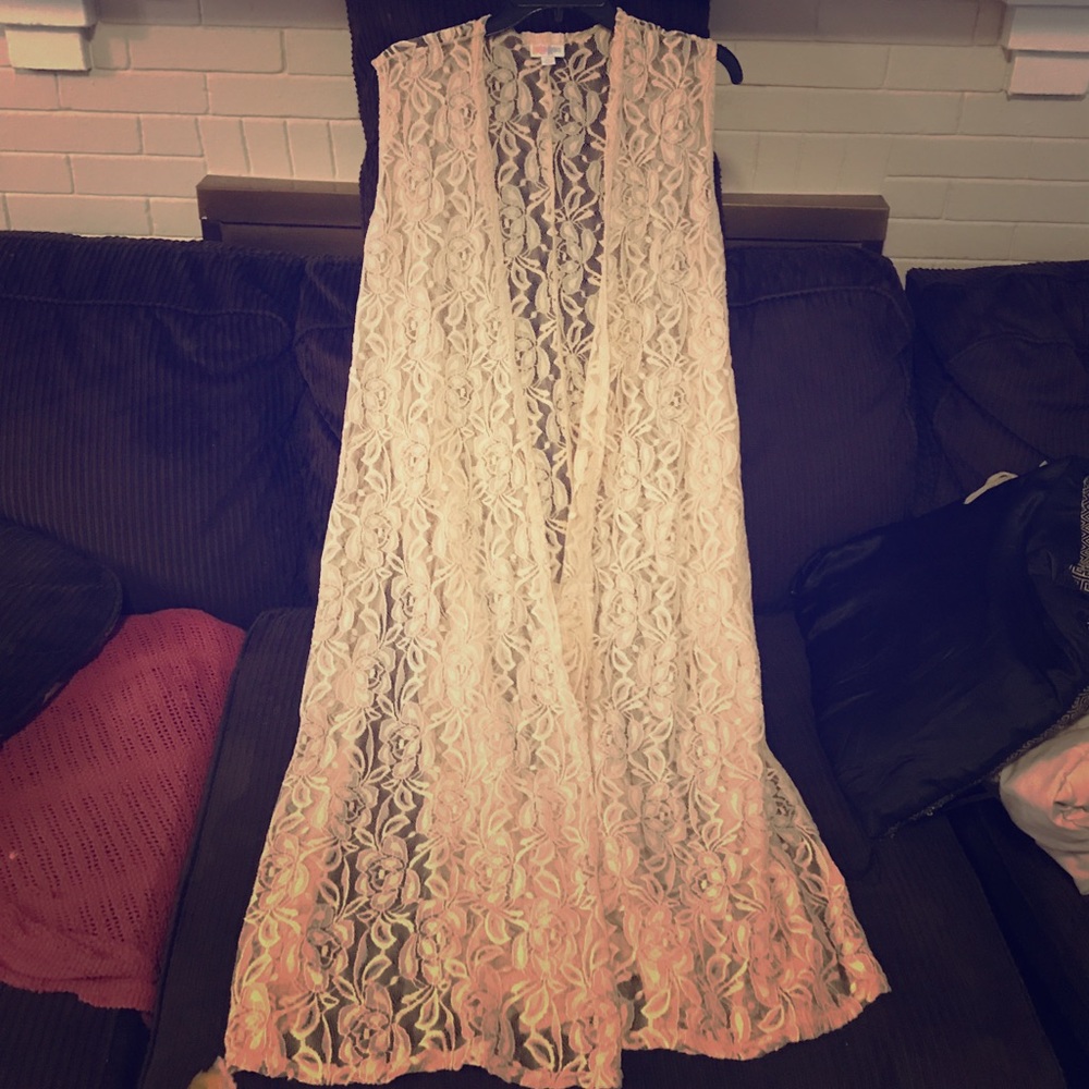 BNWOT Lularoe Ivory Joy long vest.