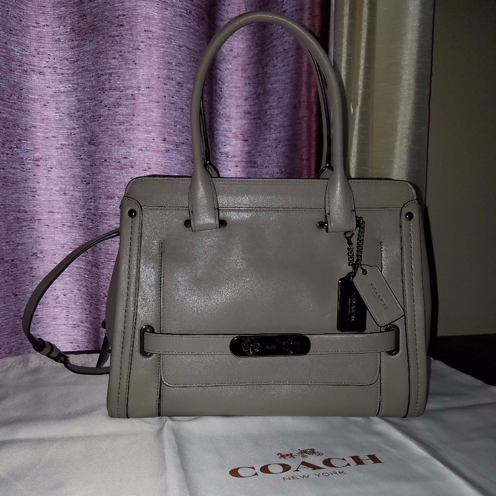 Coach Swagger Frame Satchel In Calf Leather