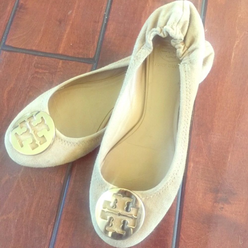 🚫SOLD🚫 Tory Burch Tan Suede Reva Flats Size 7.5