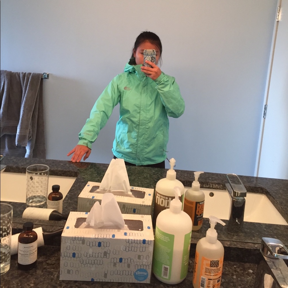 Mint green/blue/ teal north face rain jacket - Picture 5 of 6