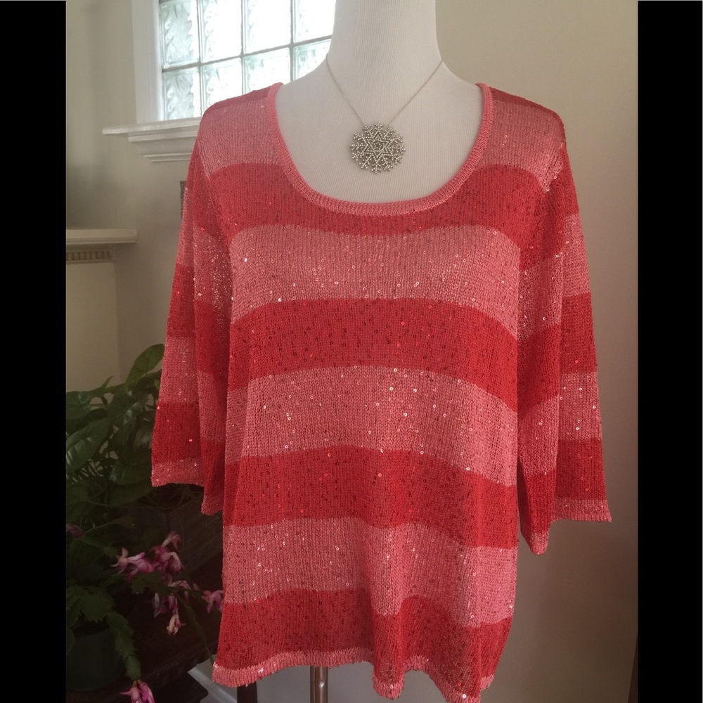 Sequined, sparkly pink/coral top! 🎉