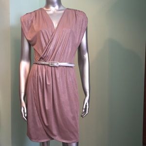 Shimmer mauve knit draped dress