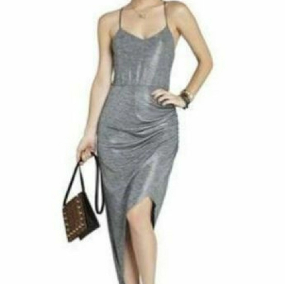 BCBGeneration Sexy Silver Shiny Dress xs