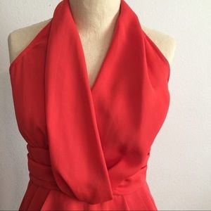 Red orange cocktail dress fully lined S