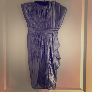 Purple strapless formal dress