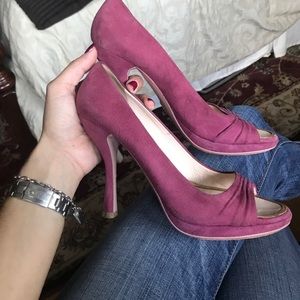 Pink Prada open toe pumps