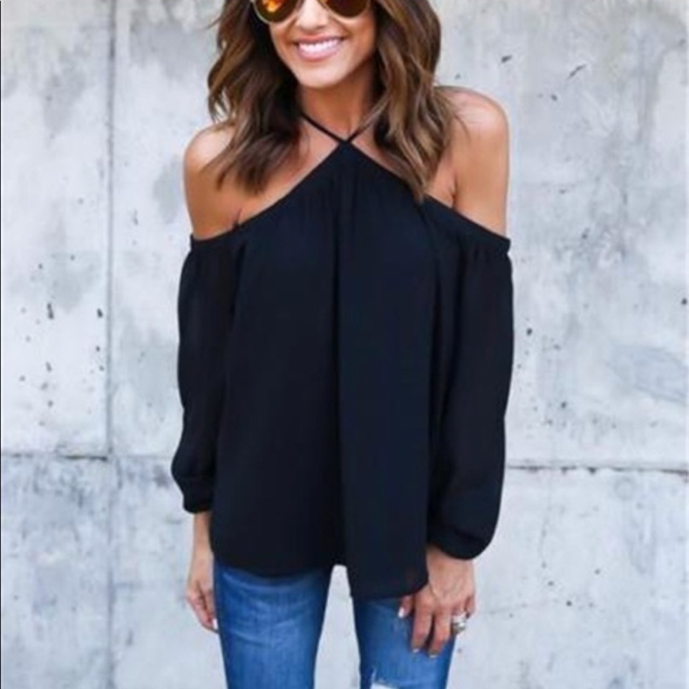 🖤 Sexy & Flirty Open Shoulder Long Sleeve Top 🖤