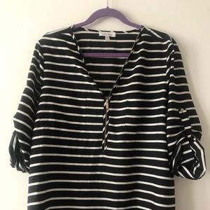 Calvin Klein black and white striped blouse