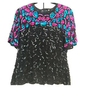 Vintage Beaded Silk Top