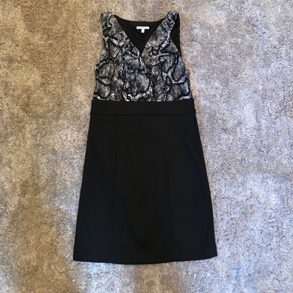 Black and gray snake skin print dress