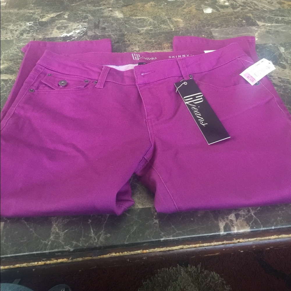 New str leg capris purp pink cotton poly n spandex