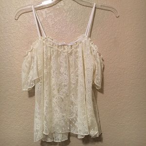 Manito lace off the shoulder crop top.