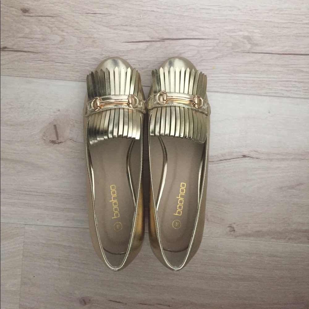 Gold loafers