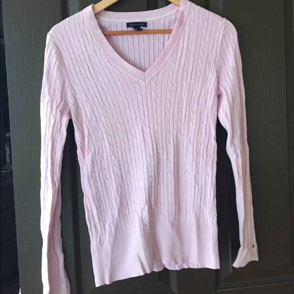 Pink cable knit Tommy Hilfiger sweater