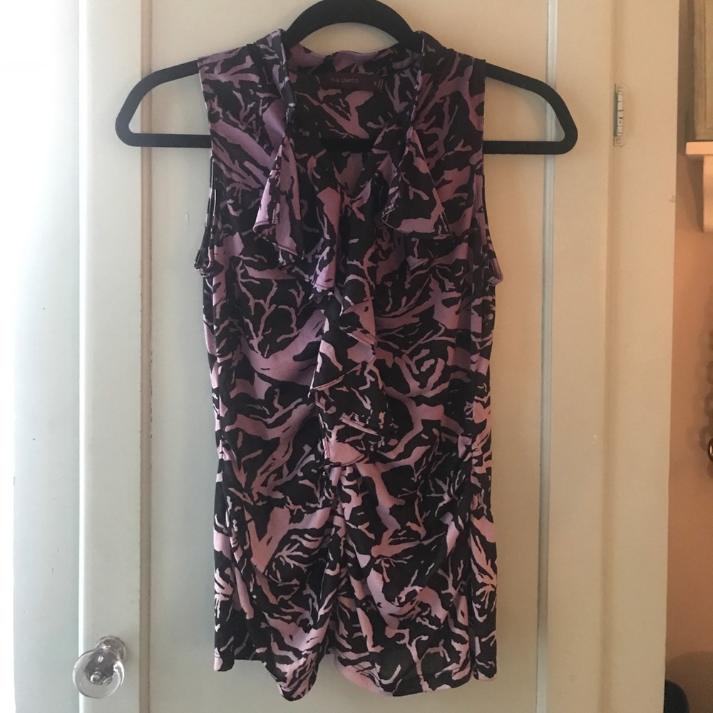 Purple & black sleeveless blouse from The Limited