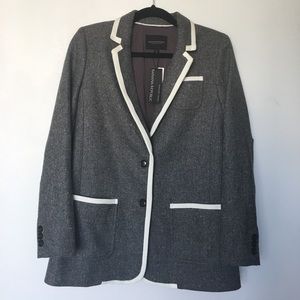 Banana Republic Gray (with white trim) Wool Blazer